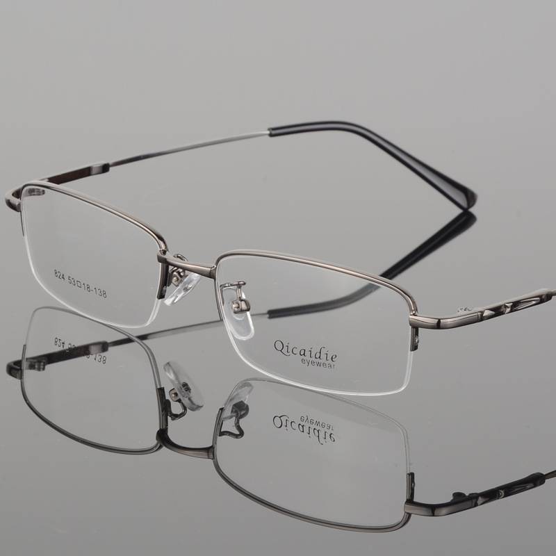 Customized color -changing myopic glasses box Men's half -frame super light memory alloy fine leg myopia glasses soft mirror shelf female