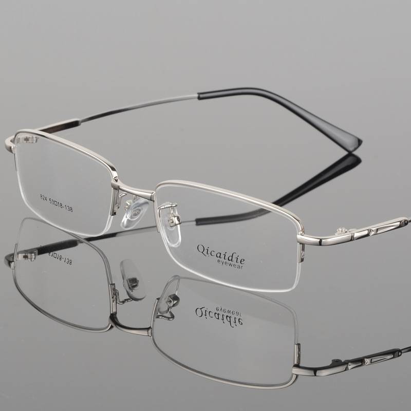 Customized color -changing myopic glasses box Men's half -frame super light memory alloy fine leg myopia glasses soft mirror shelf female
