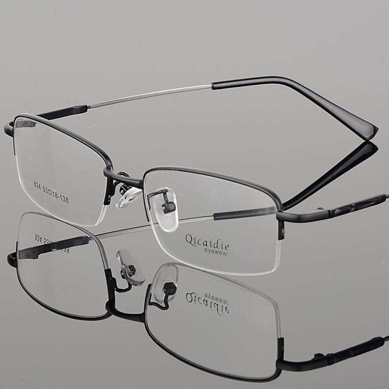 Customized color -changing myopic glasses box Men's half -frame super light memory alloy fine leg myopia glasses soft mirror shelf female