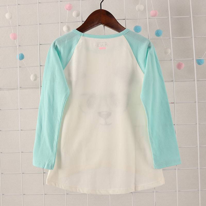 Summer children's clothing white background, blue glasses, panda long sleeve round necklasses T -shirts