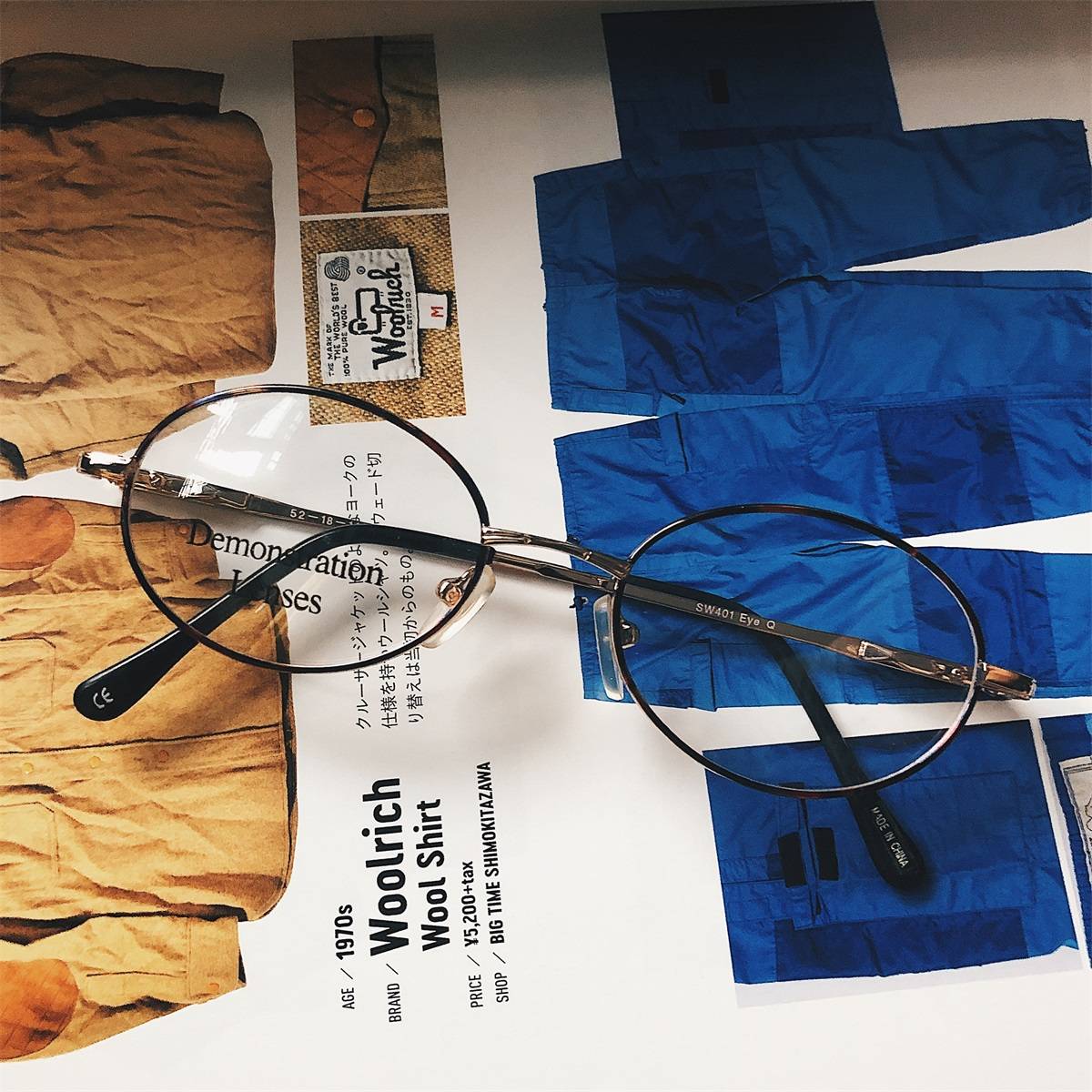 Early orphan retro vintage antique flat -plane metal frame glasses Hayj685