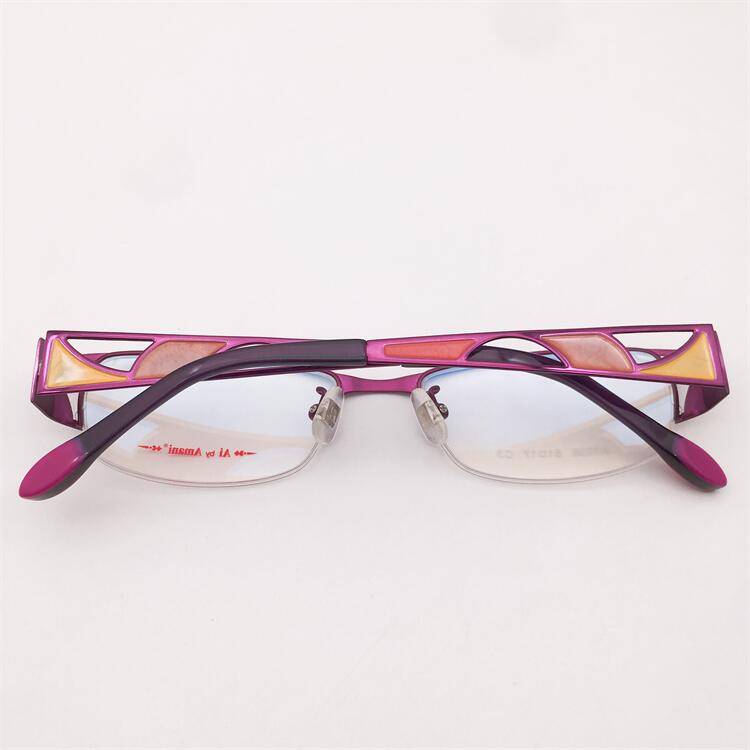 Treasure the original single Japanese order purple alloy business temperament half -frame hollow carved mirror leg glasses shelf female