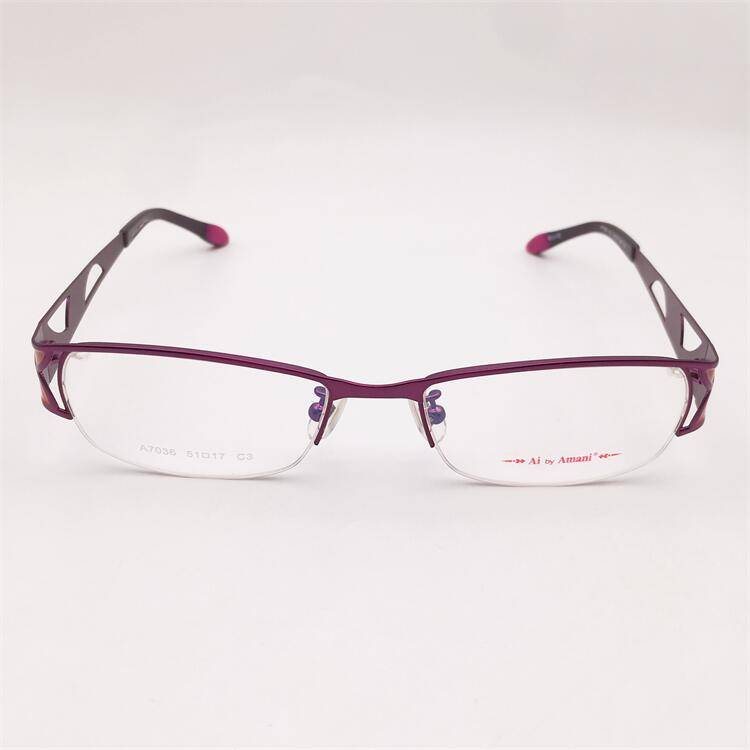 Treasure the original single Japanese order purple alloy business temperament half -frame hollow carved mirror leg glasses shelf female