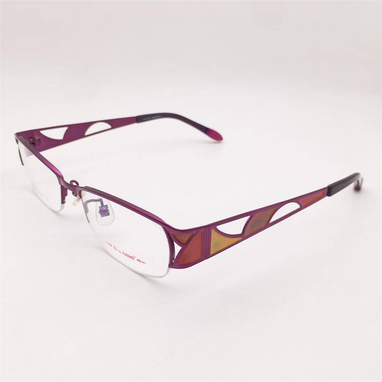 Treasure the original single Japanese order purple alloy business temperament half -frame hollow carved mirror leg glasses shelf female