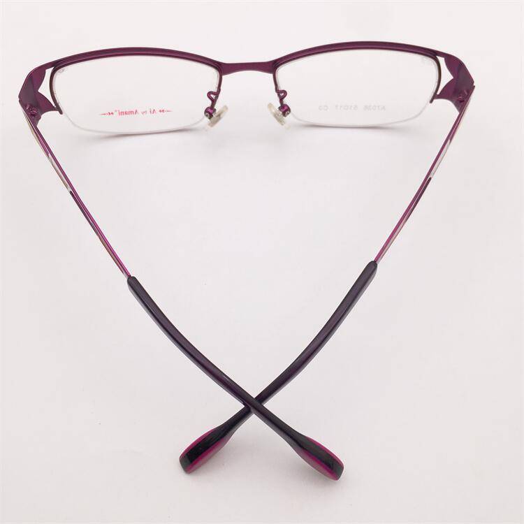 Treasure the original single Japanese order purple alloy business temperament half -frame hollow carved mirror leg glasses shelf female