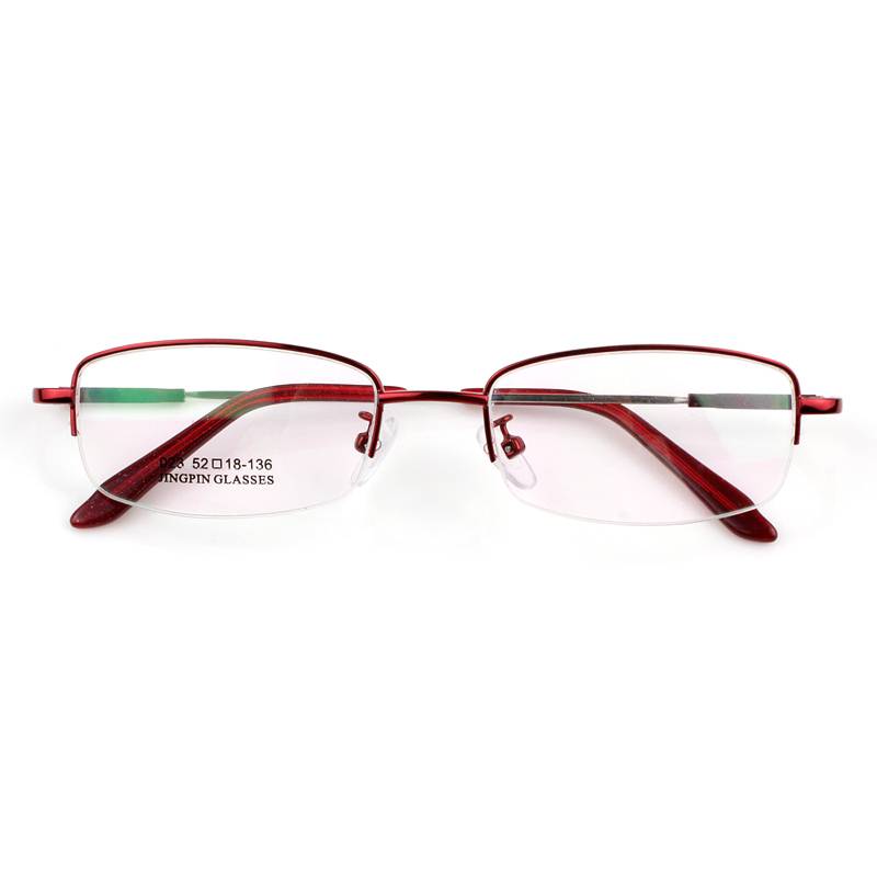 Ultra -slightly curved half -frame memory Titanium alloy myopia glasses shelf female can match the digital box to prevent blue red red