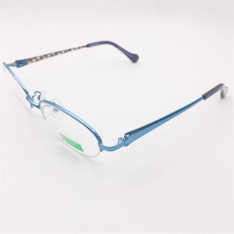 Treasure Orphan Original Single Black and Blue Titanium Gold Frame Half -Frame Business temperament color mirror leg Glasses shelf female