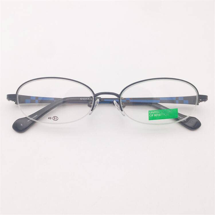 Treasure Orphan Original Single Black and Blue Titanium Gold Frame Half -Frame Business temperament color mirror leg Glasses shelf female