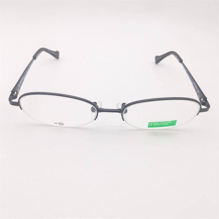 Treasure Orphan Original Single Black and Blue Titanium Gold Frame Half -Frame Business temperament color mirror leg Glasses shelf female