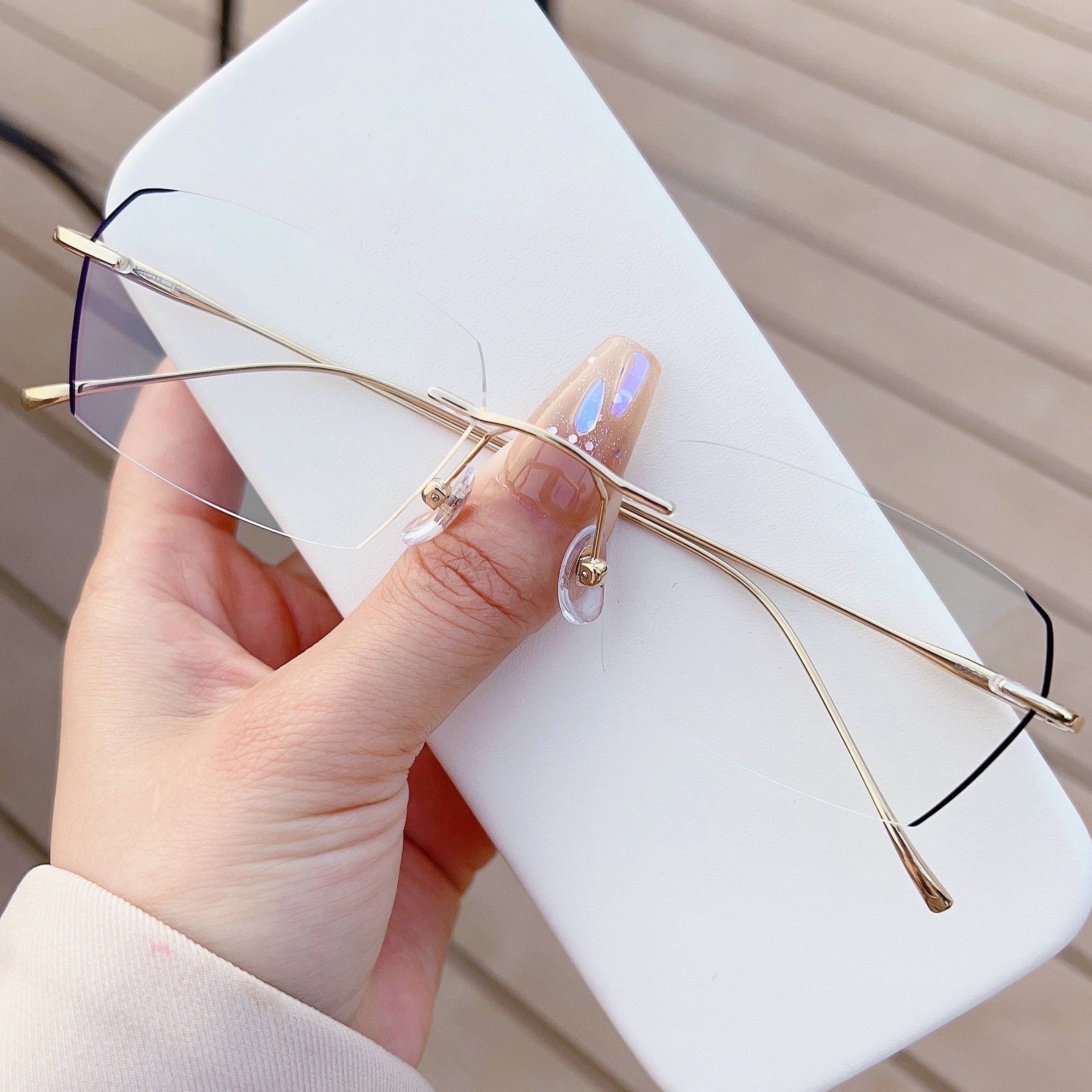 Pure titanium ultra -light frameless glasses Male face with myopia can be equipped with a degree of borderless tide tide, color, anti -fog, anti -blue light female