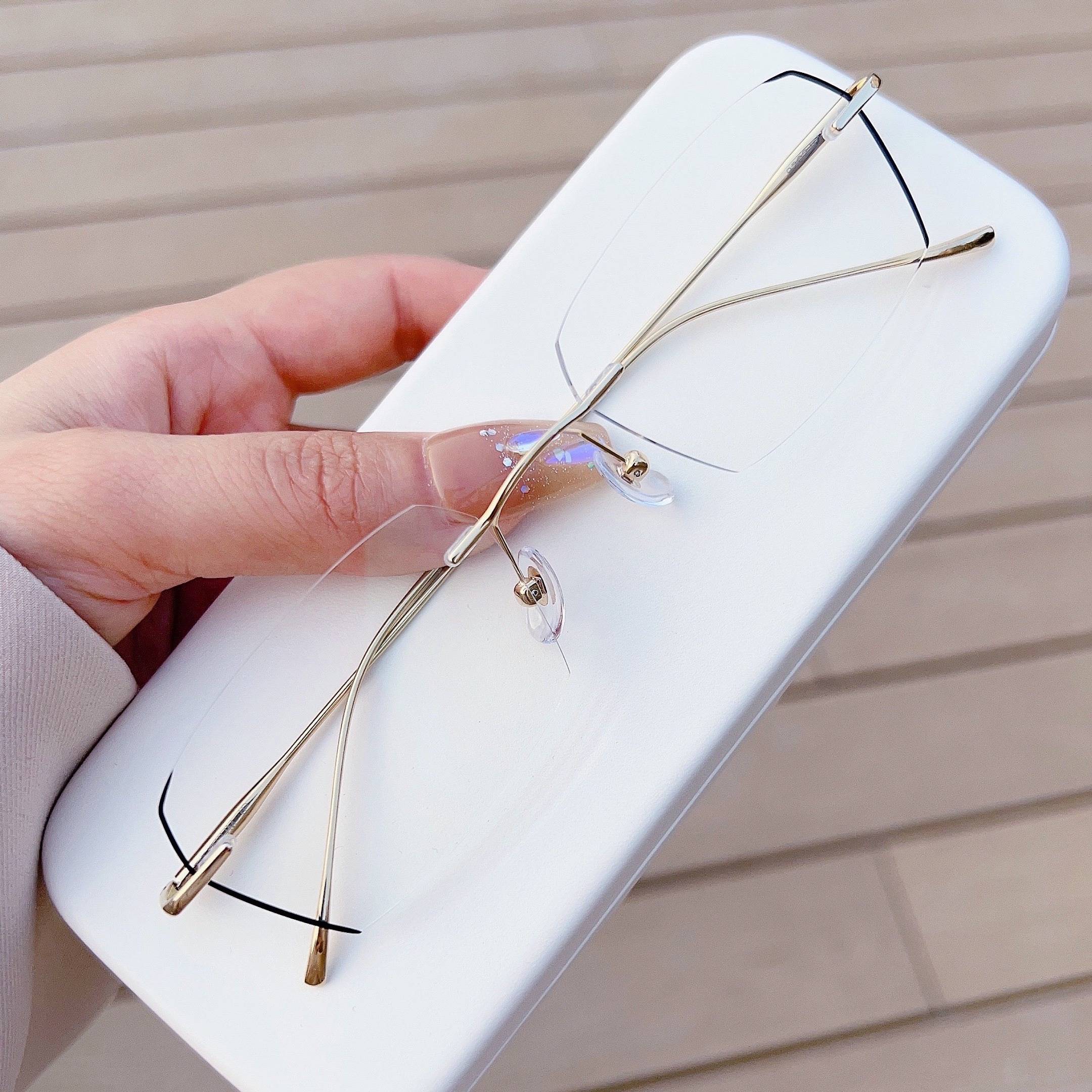 Pure titanium ultra -light frameless glasses Male face with myopia can be equipped with a degree of borderless tide tide, color, anti -fog, anti -blue light female