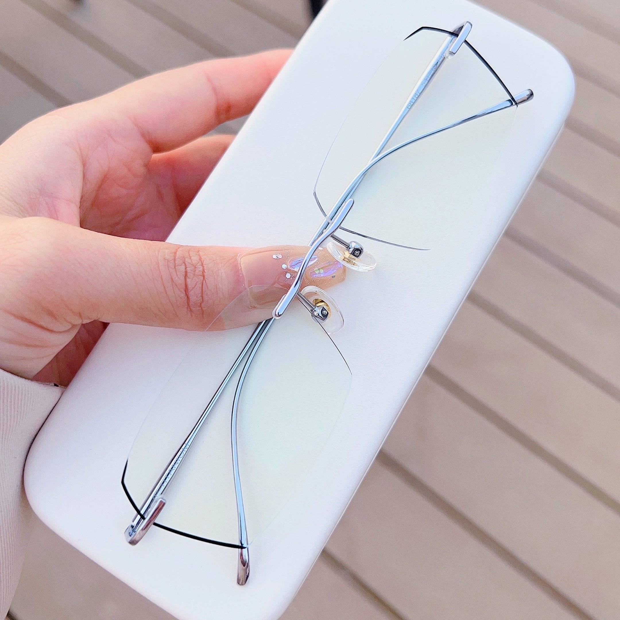 Pure titanium ultra -light frameless glasses Male face with myopia can be equipped with a degree of borderless tide tide, color, anti -fog, anti -blue light female