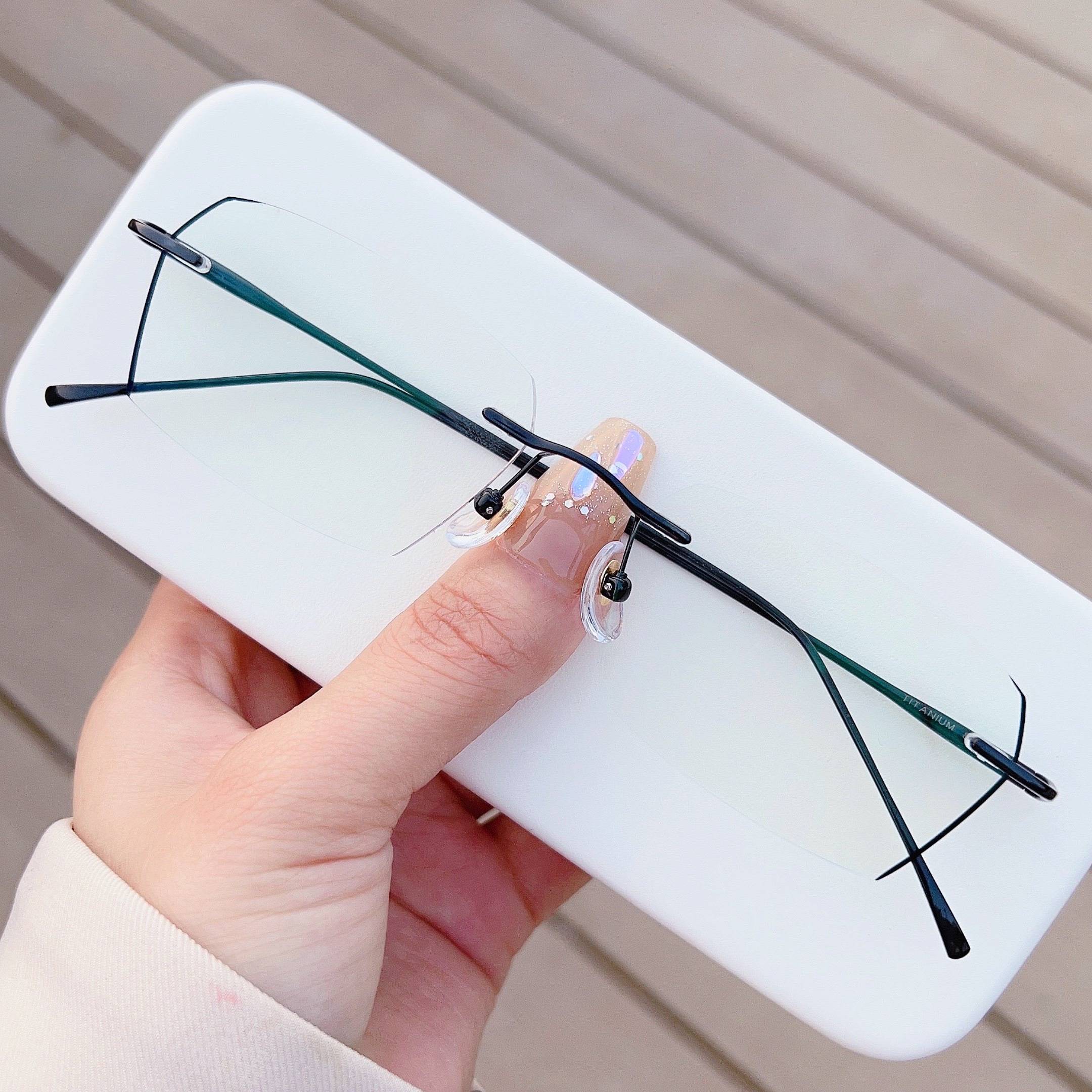 Pure titanium ultra -light frameless glasses Male face with myopia can be equipped with a degree of borderless tide tide, color, anti -fog, anti -blue light female