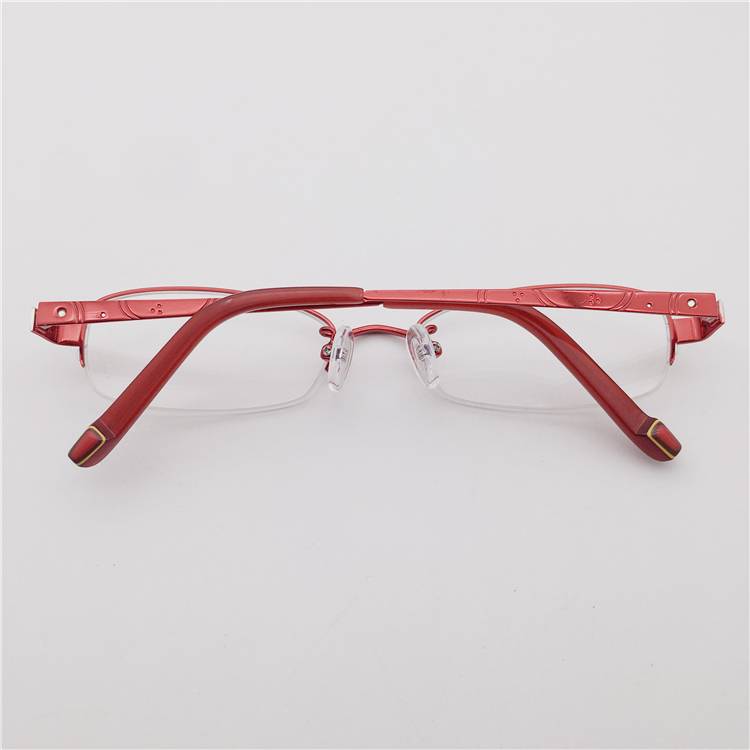 Orphan original single red titanium business temperament half -frame fashion personality carving decorative mirror legs and glasses shelf female