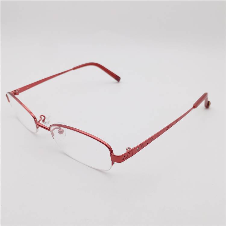 Orphan original single red titanium business temperament half -frame fashion personality carving decorative mirror legs and glasses shelf female