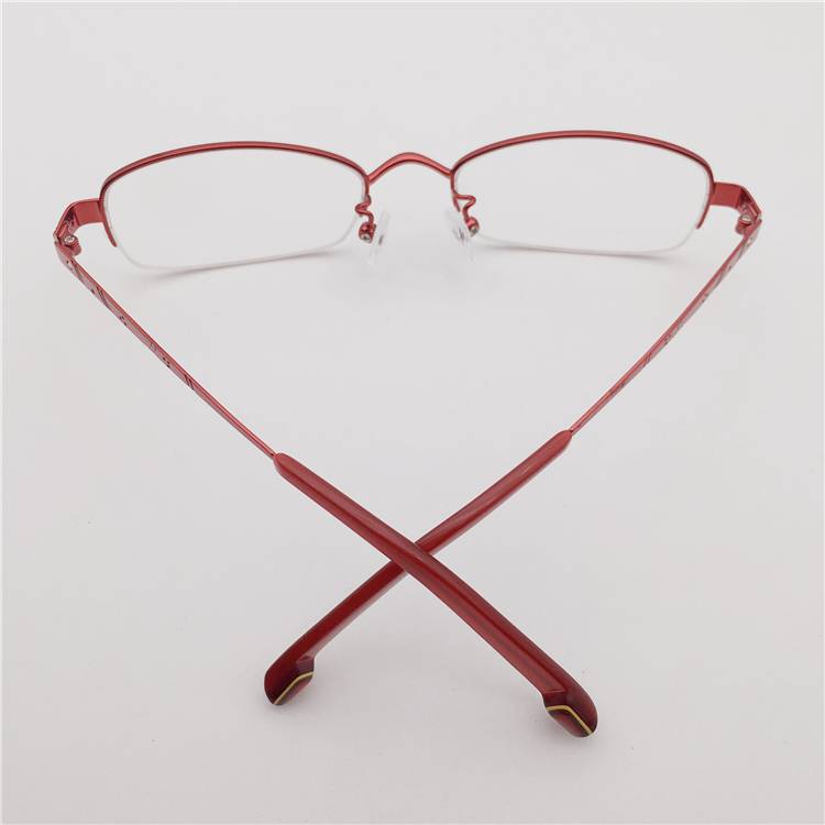 Orphan original single red titanium business temperament half -frame fashion personality carving decorative mirror legs and glasses shelf female