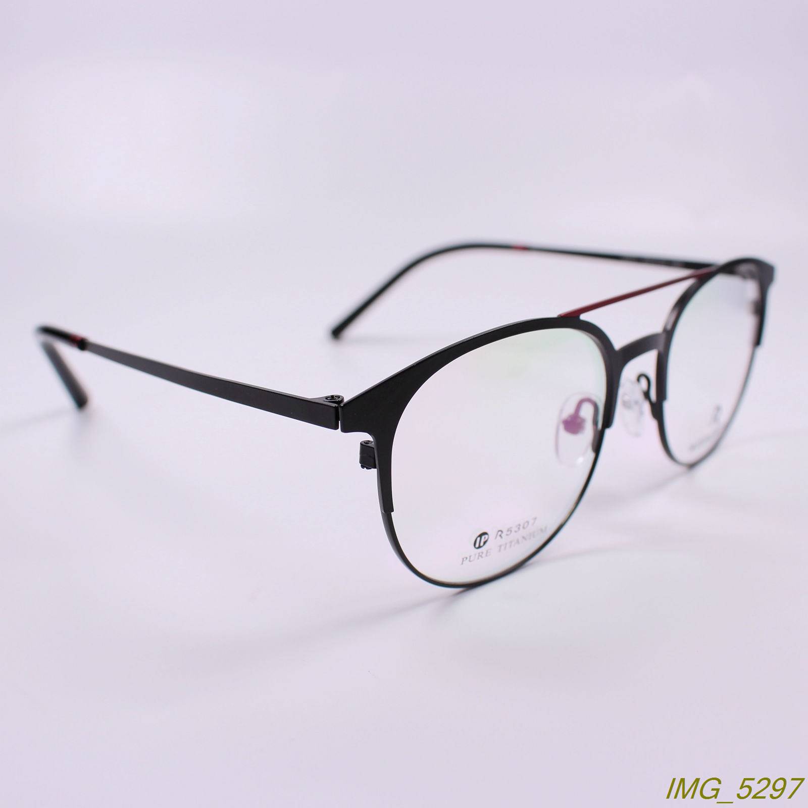 Factory authentic new goods retro double beam round pure titanium myopia glasses frame optical glasses frame 2 color 5307