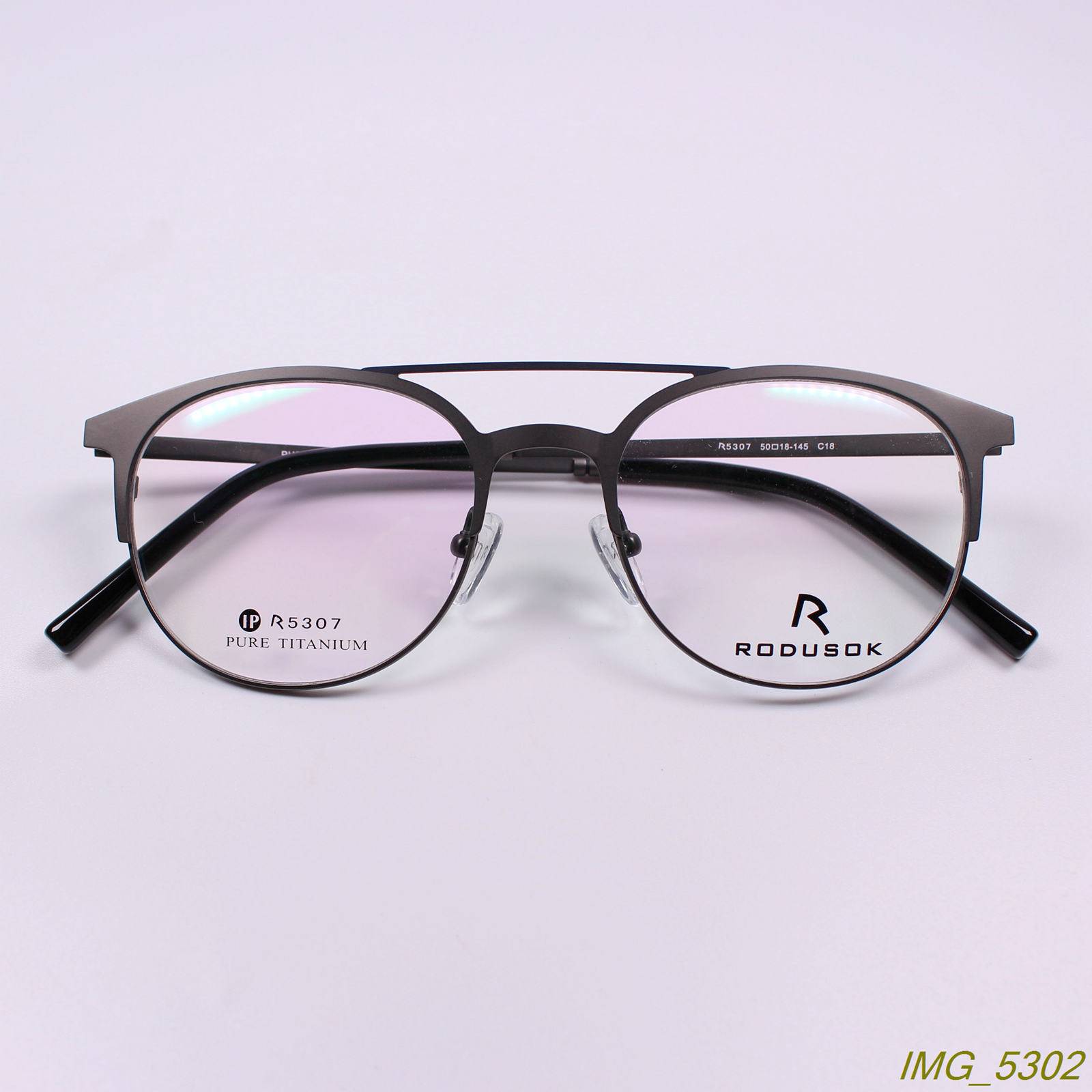Factory authentic new goods retro double beam round pure titanium myopia glasses frame optical glasses frame 2 color 5307