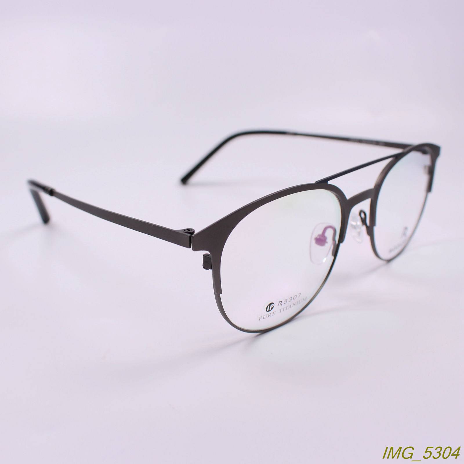 Factory authentic new goods retro double beam round pure titanium myopia glasses frame optical glasses frame 2 color 5307