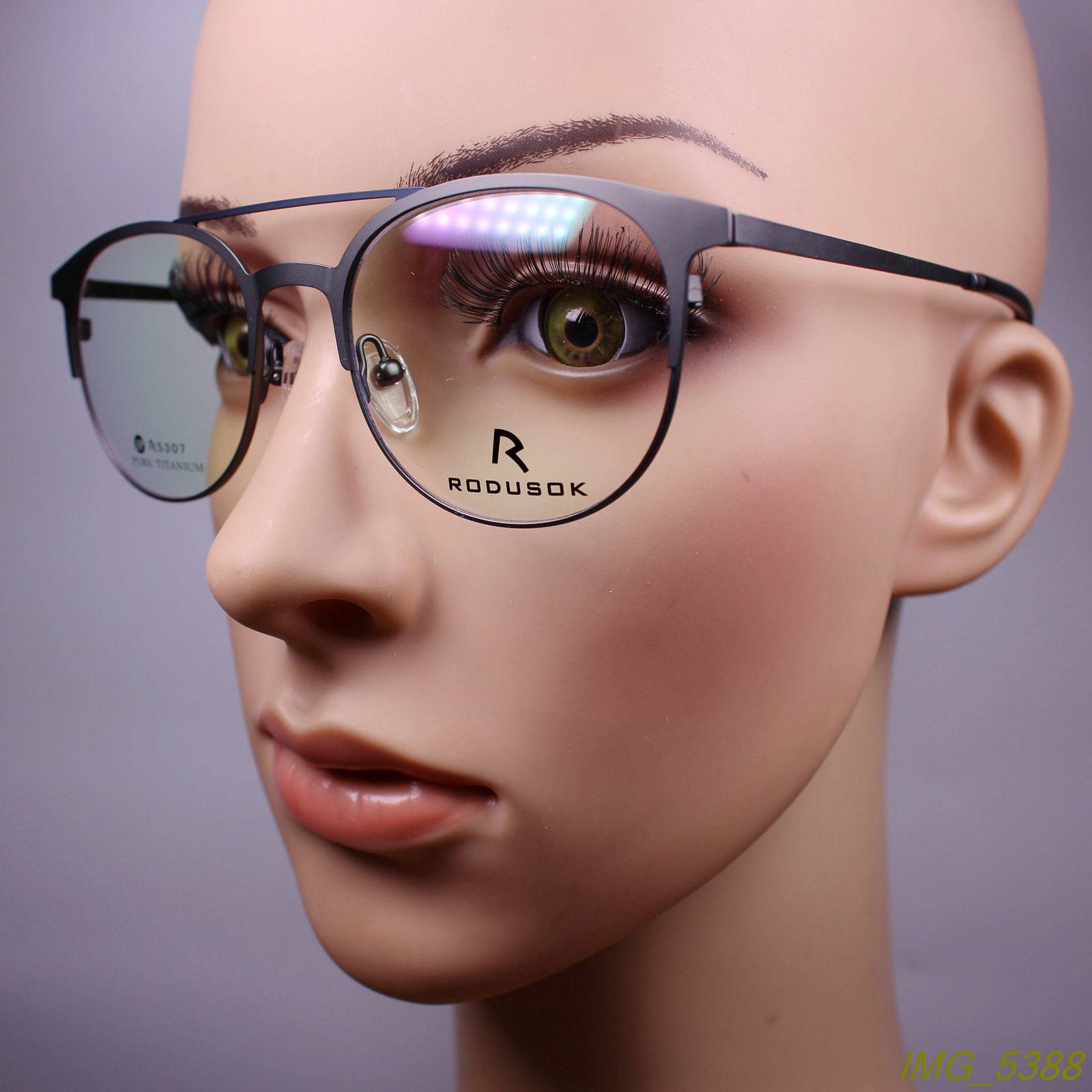 Factory authentic new goods retro double beam round pure titanium myopia glasses frame optical glasses frame 2 color 5307