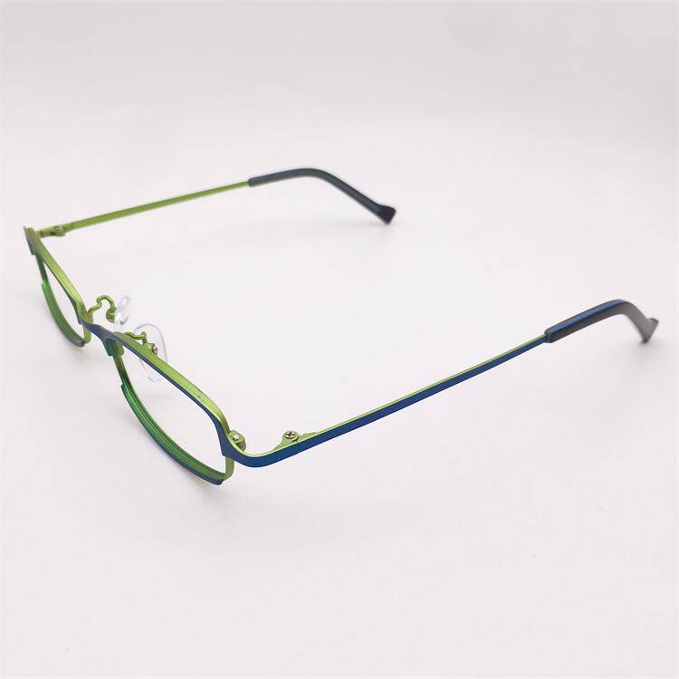 Treasure orphan original single blue -green alloy full -frame alien frame personalized literary two -color electroplating glasses shelf female