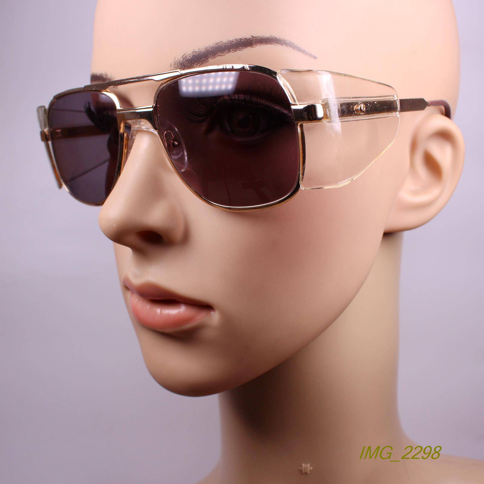 Export single metal double beam locomotive windproof sunglasses sunglasses golden color