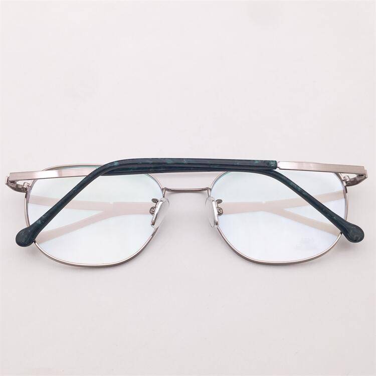 Lonely Japanese order blue silver full -frame double nose beam literary temperament pilot style glasses frame men and women