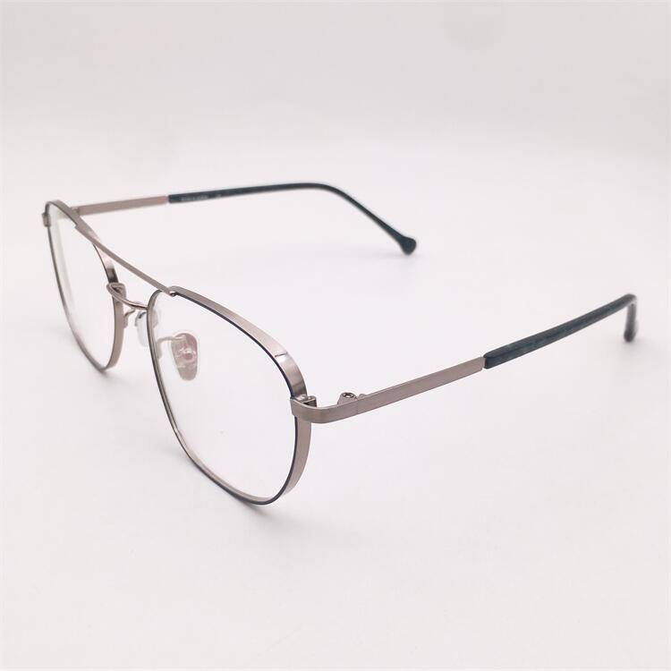 Lonely Japanese order blue silver full -frame double nose beam literary temperament pilot style glasses frame men and women
