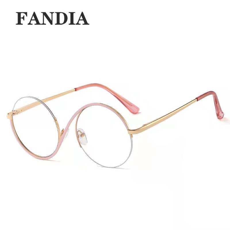 New anti -blue light gatheries flat -light mirror fashion personality tide men and women universal metal semi -frame optical myopia