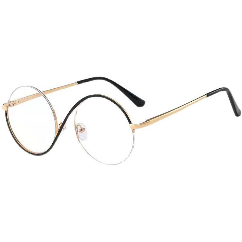 New anti -blue light gatheries flat -light mirror fashion personality tide men and women universal metal semi -frame optical myopia