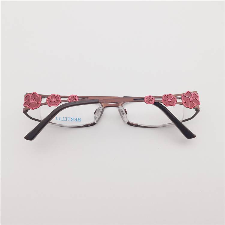 Export -end order Japanese order coffee purple -black titanium semi -encircles carved color mirror leg personality temperament glasses frame
