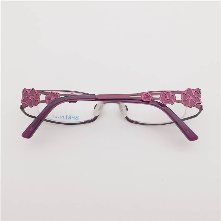 Export -end order Japanese order coffee purple -black titanium semi -encircles carved color mirror leg personality temperament glasses frame