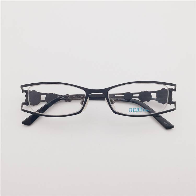 Export -end order Japanese order coffee purple -black titanium semi -encircles carved color mirror leg personality temperament glasses frame