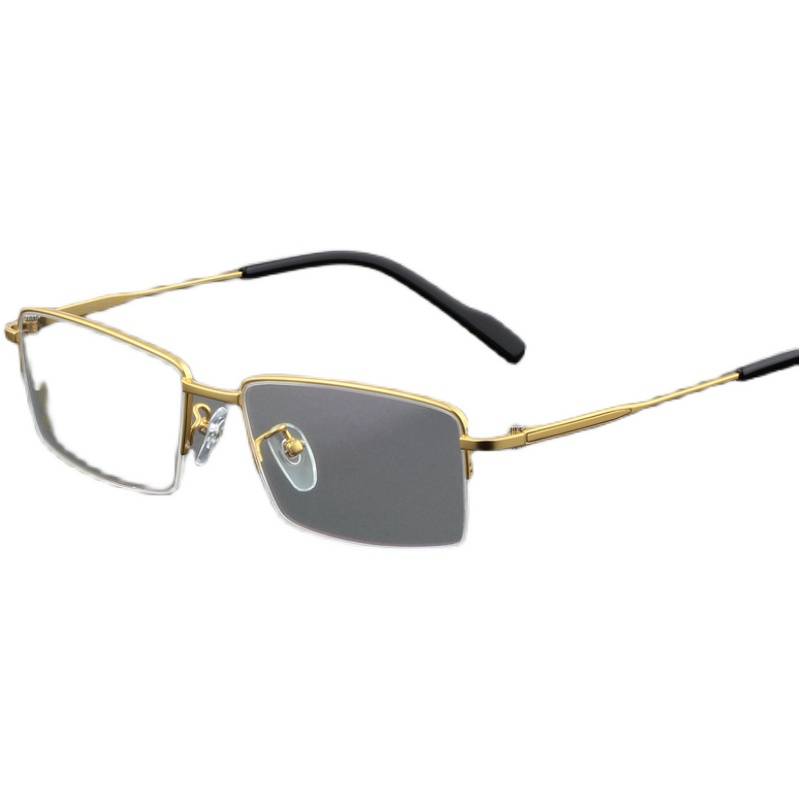 Italian simple titanium half -frame myopia glasses rack business leader ultra -light comfort gold -colored anti -blue light mirror frame