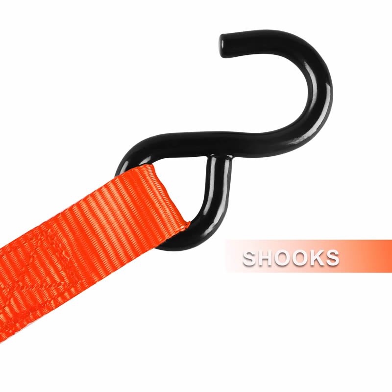 Wholesale 1" Inch Red Ratchet Tie Down Straps with S Hooks & Soft Loop for Motorcycle Boat Car Truck
