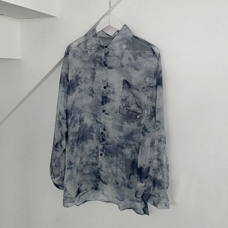 Women Tie Dye Shirts Long Sleeve 2024 Summer Thin Sun-proof Blouse Korean Fashion Ladies Loose Casual Tops Harajuku Streetwear