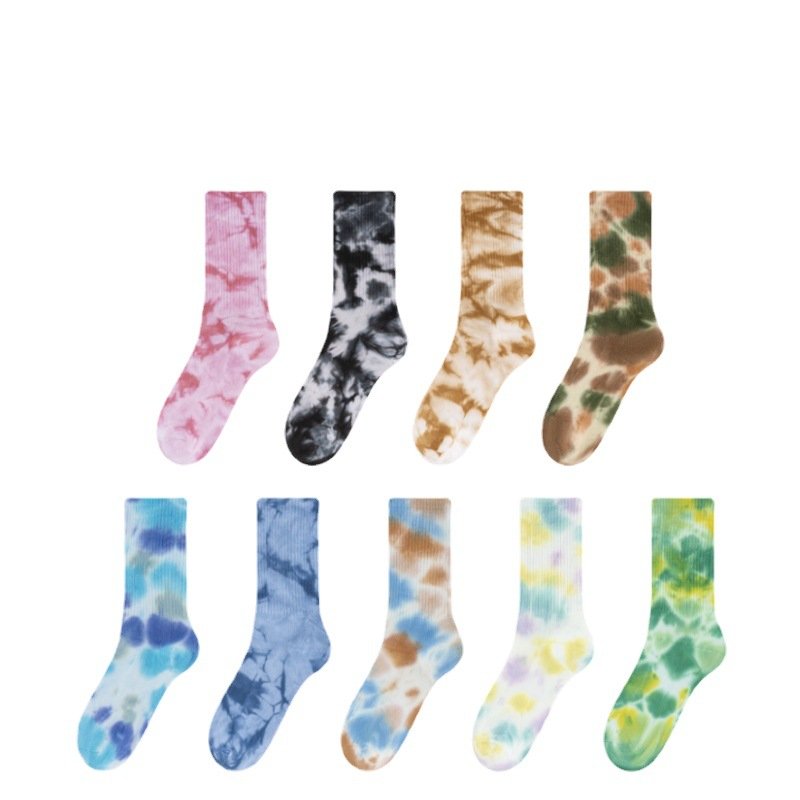 wholesale custom logo high quality cotton custom tie dye weed socks knitted men women