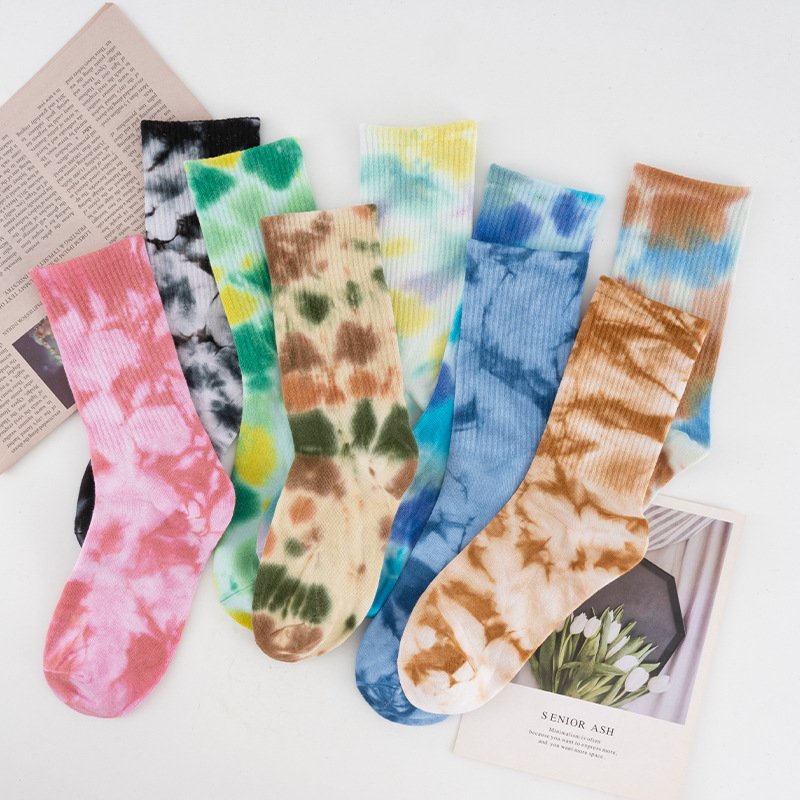 wholesale custom logo high quality cotton custom tie dye weed socks knitted men women