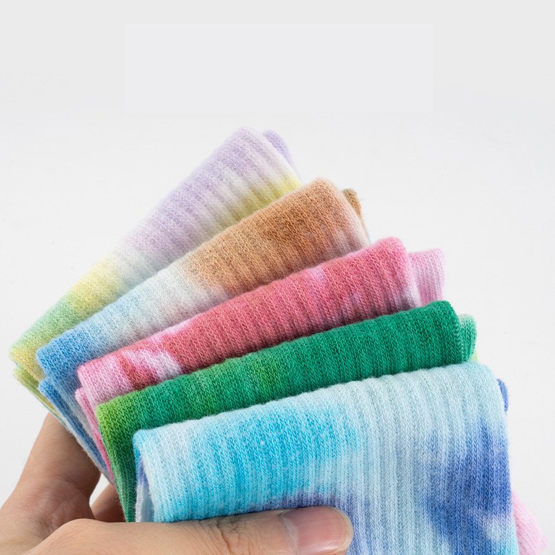 wholesale custom logo high quality cotton custom tie dye weed socks knitted men women