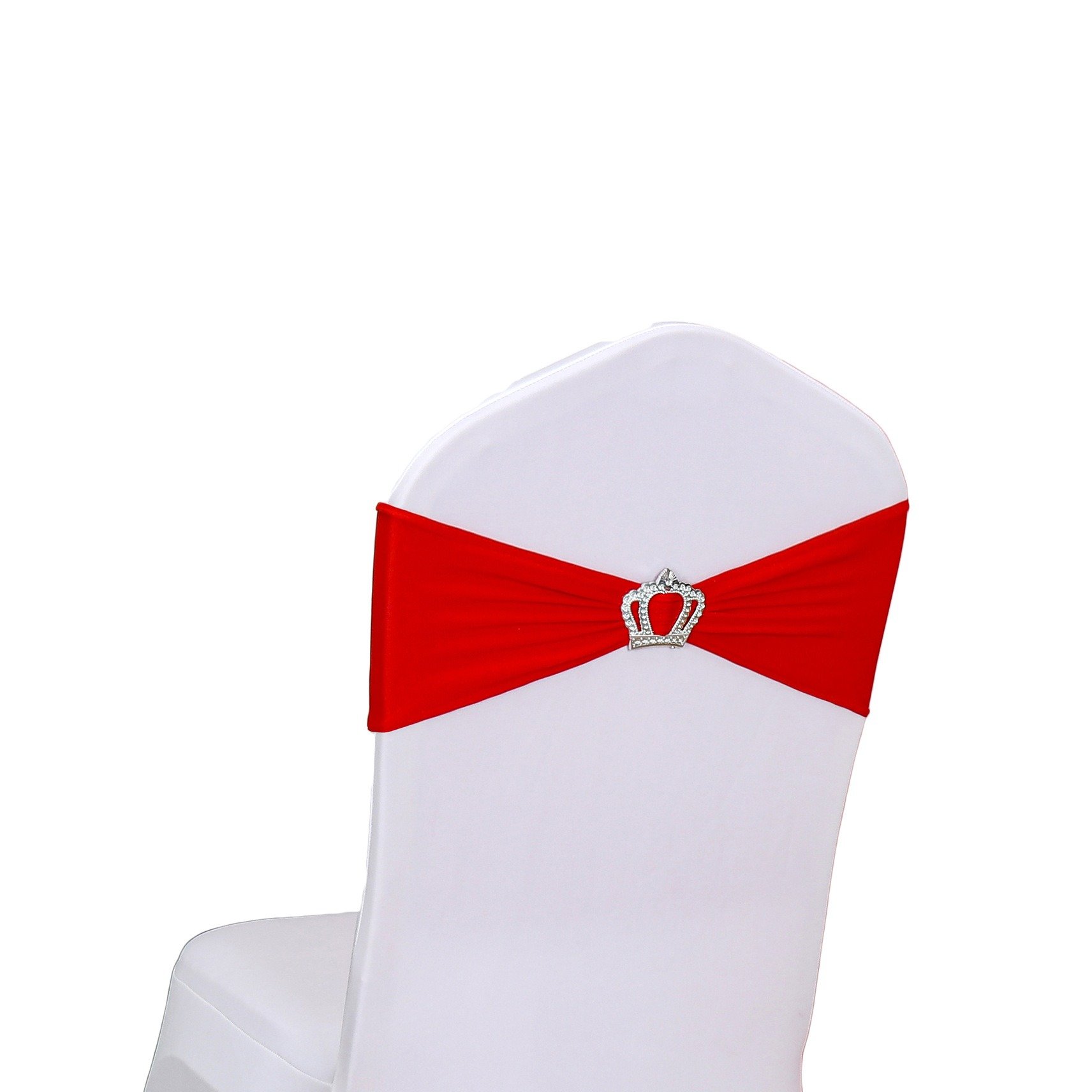 Crown Pattern Spandex Chair Covers Sashes and Bows Sash Ties Bow with Buckle Slider for Wedding Reception Hotel Event Banquet
