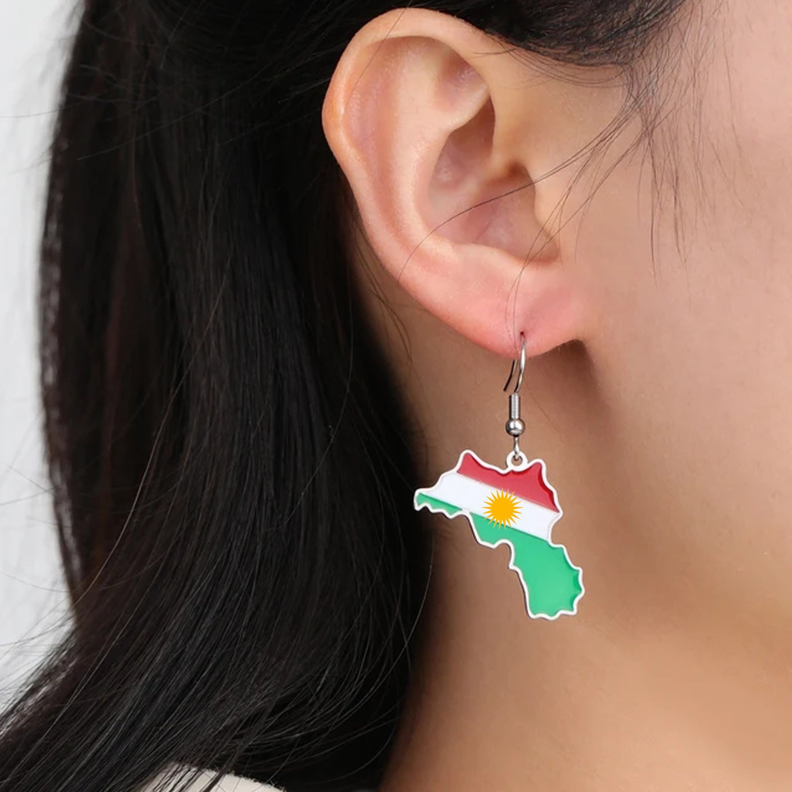 80 Models Kurdistan Kurds Flag Map Tie Clip Lapel Pin Ring Brooch Cuff Link Necklace Bracelet Earrings Key Chain Jewelry Set
