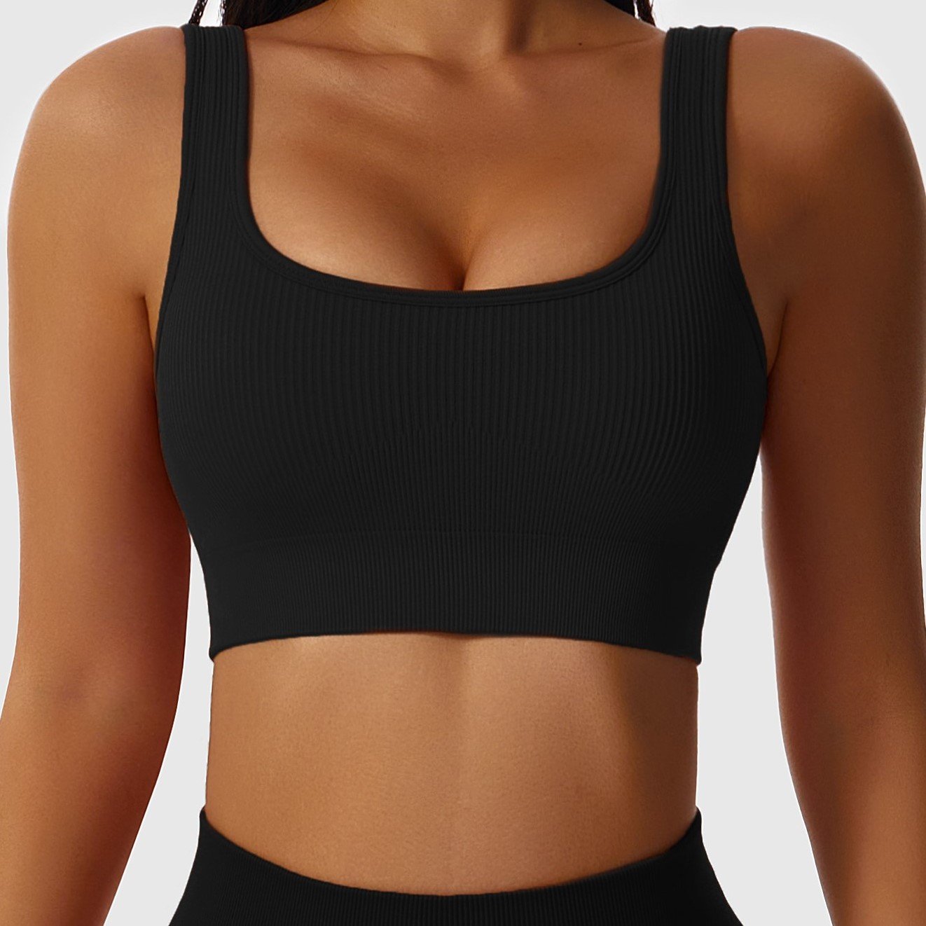 Wholesale sexy U collar sports bra solid color women vest fitness gym bra for women