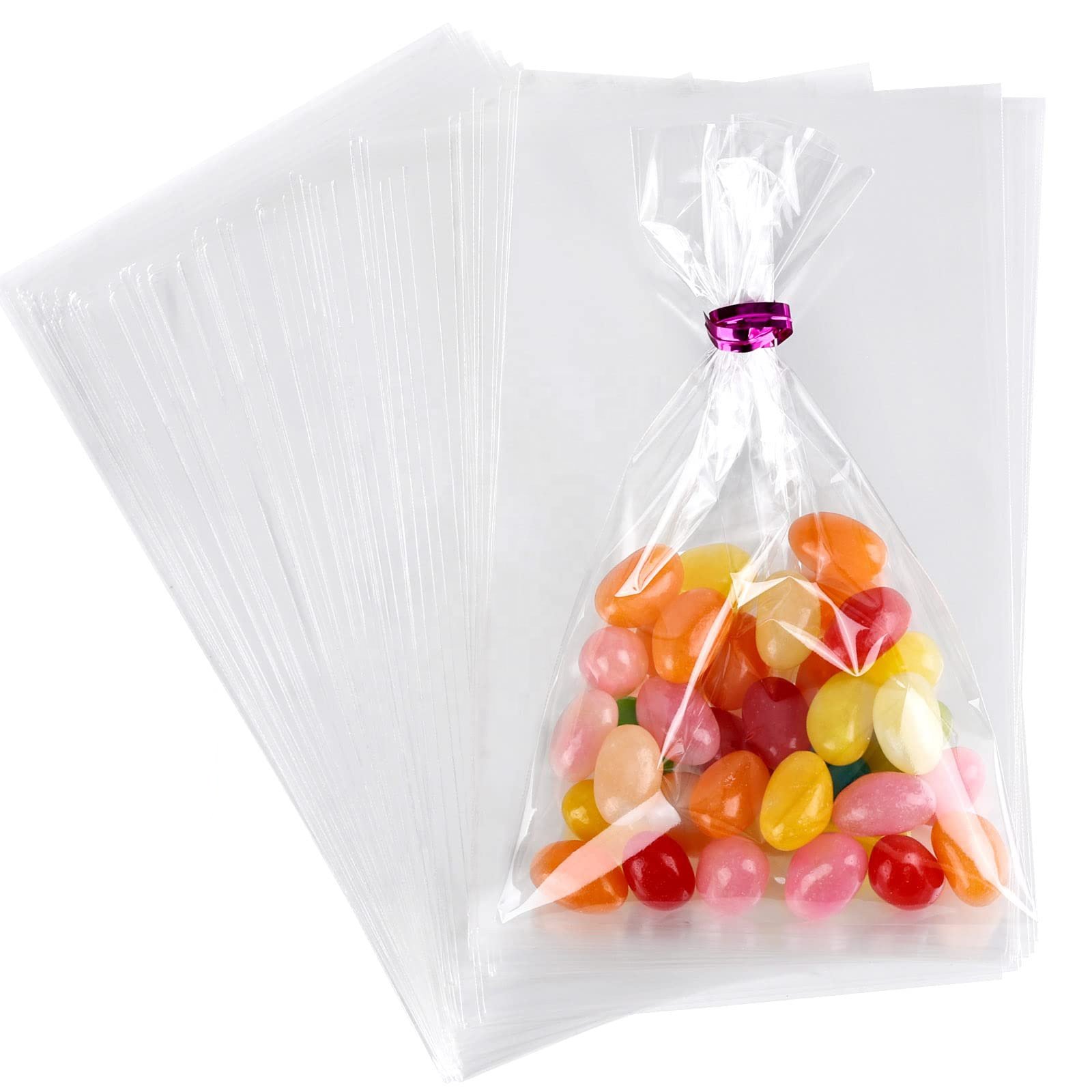 Cellophane Bags Clear Plastic Bags with Twist Ties for Gifts, Party Favors Packaging