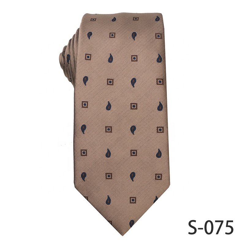 Wholesale Zhejiang Factory 100% Polyester Formal Necktie Khaki Series Business Floral Ties For Men