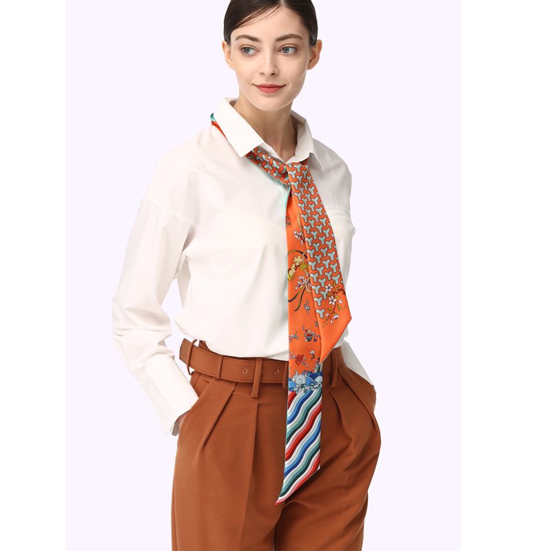 OEM/ODM Manufacturer Logo Print Silk Neck Ties, Silk Drawstring Bag, Silk Hair Wrap