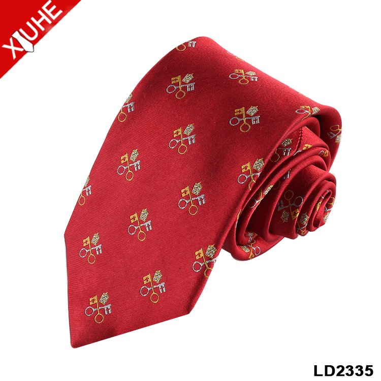 Classic Design Jacquard Polyester Tie Red Blue Custom LOGO Necktie Custom 100% Silk Mens Ties