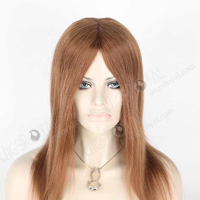 Luxury 14 Inches Small Cap Size Beautiful Brown Virgin Hair Fantasy Glueless Wigs for Beginners