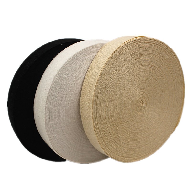 Eco-friendly Cotton Tapes 50m/roll Cotton Tape Ribbons Herringbone Cotton Webbings for Garment Accessories Custom Logo