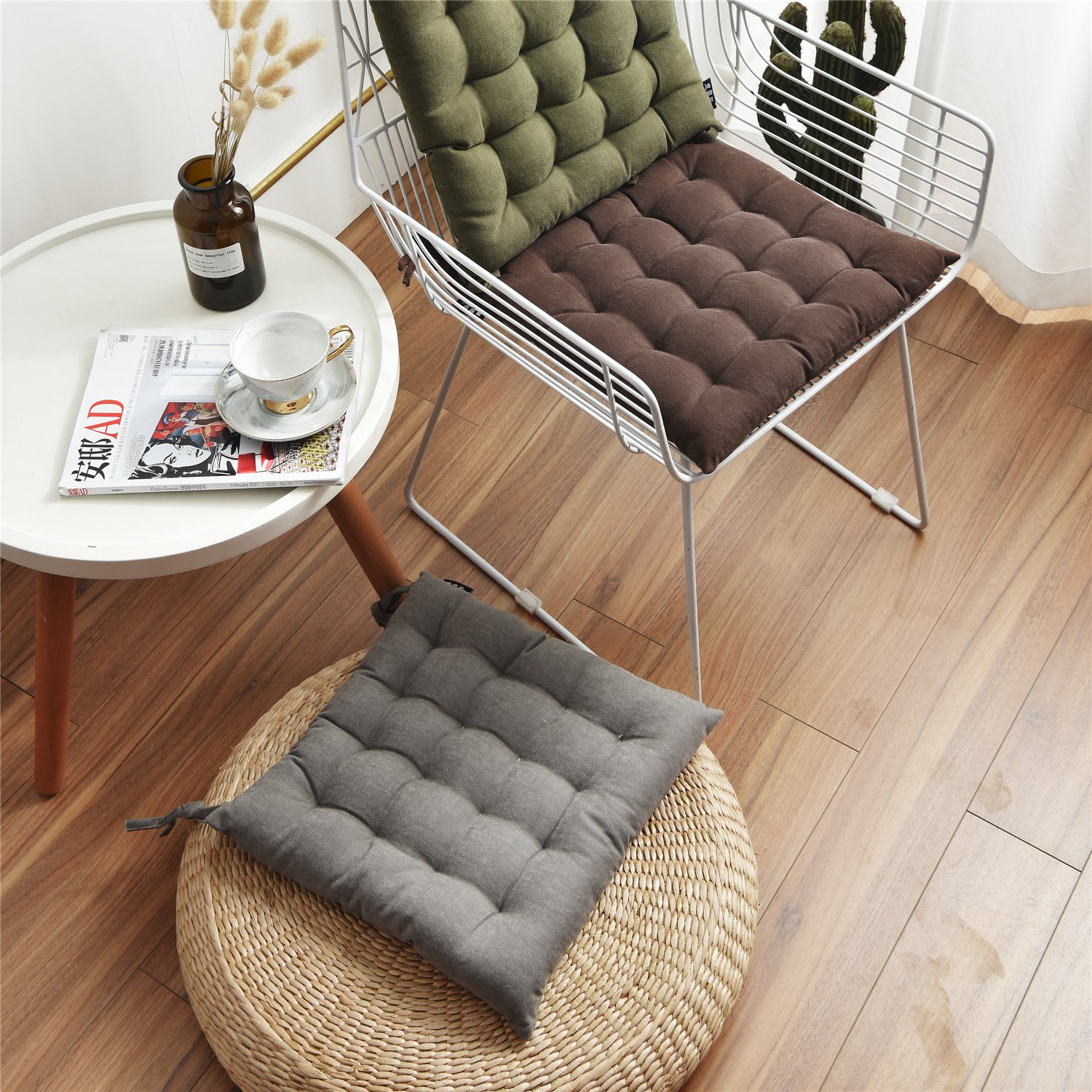 Ultra Soft Corduroy Chair Cushion Ties Warm Floor Cushion Kids Reading Nook Comfortable Square Seat Cushion Adults Cooling