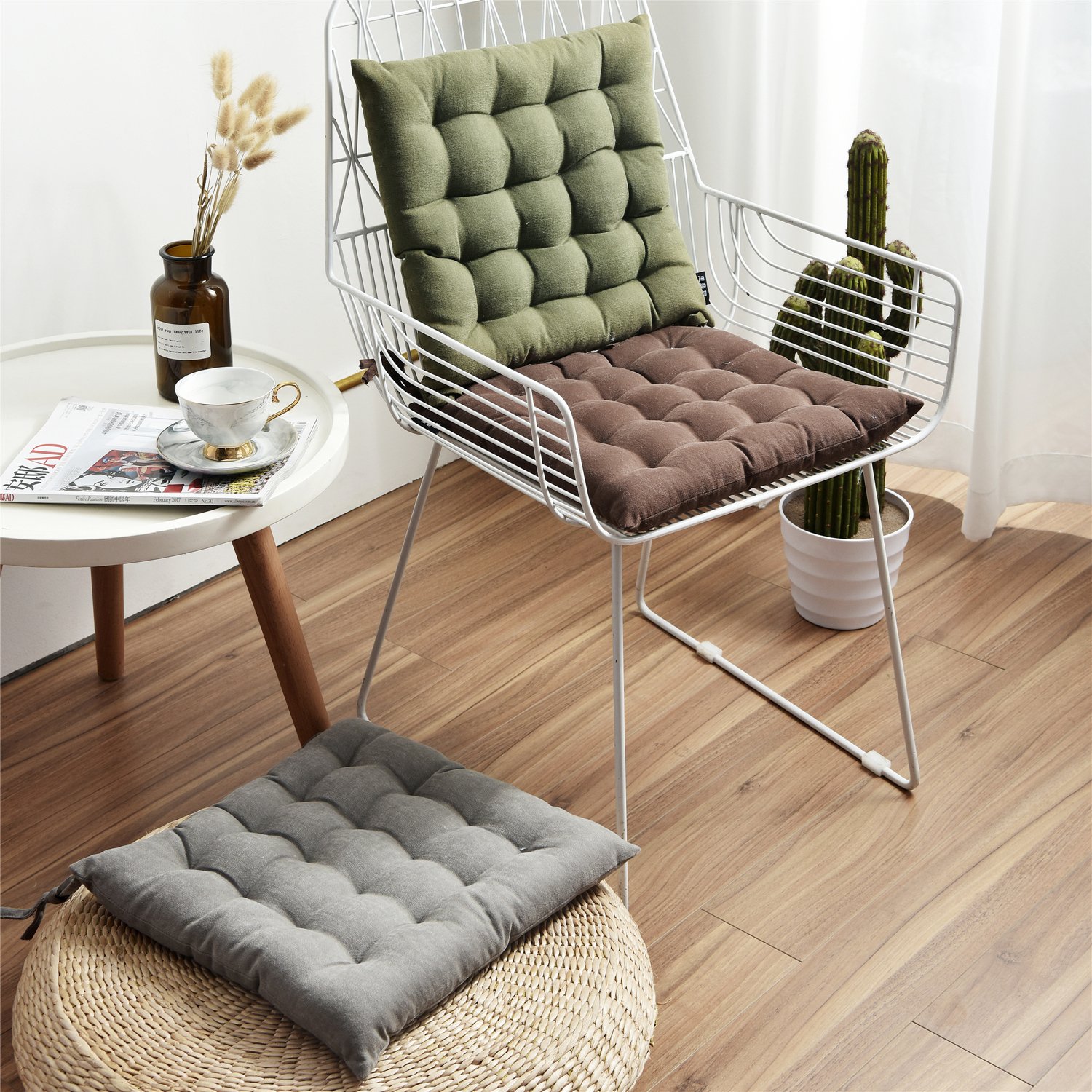 Ultra Soft Corduroy Chair Cushion Ties Warm Floor Cushion Kids Reading Nook Comfortable Square Seat Cushion Adults Cooling